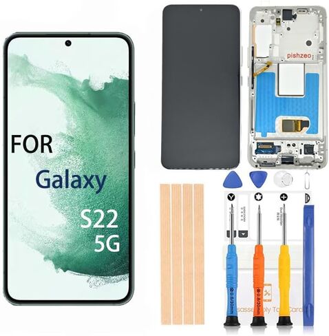 Screen Replacement for Samsung Galaxy S22 SM-S901U1 Phantom Black Frame OEM in Saudi Arabia