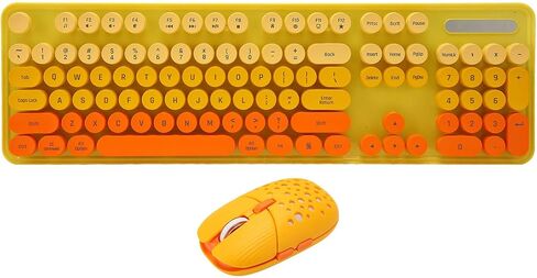 Wireless Keyboard and Mouse Combo, 2.4G Wireless Mode 3 DPI Adjustable 800 1600 2400 DPI Gaming Mouse with Plug and Play Ergonomic Design for Desktop Computer (Mixed Color Yellow) in Kuwait