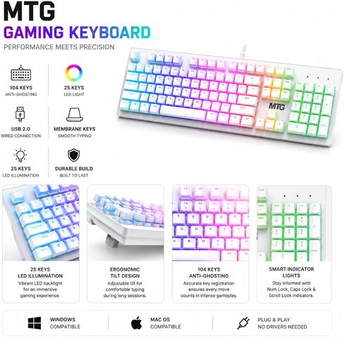 MTG 4-in-1 RGB Gaming Keyboard & Mouse Combo, Wired, 2400 DPI Mouse in Saudi Arabia