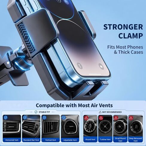 Car Phone Holder Air Vent Clip Mount, 360°Adjustable for iPhone Android in Saudi Arabia