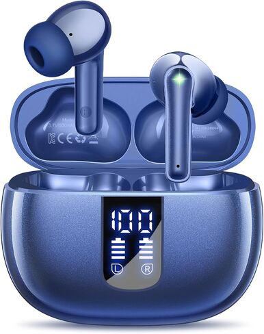 foxotin Wireless Earbuds, Bluetooth 5.4 Headphones with 48H Playback & Dual LED Display, IP7 Waterproof in-Ear Earphones with Noise Cancelling Mic, Deep Bass Stereo, Touch Control for Sports, Ocean in Saudi Arabia