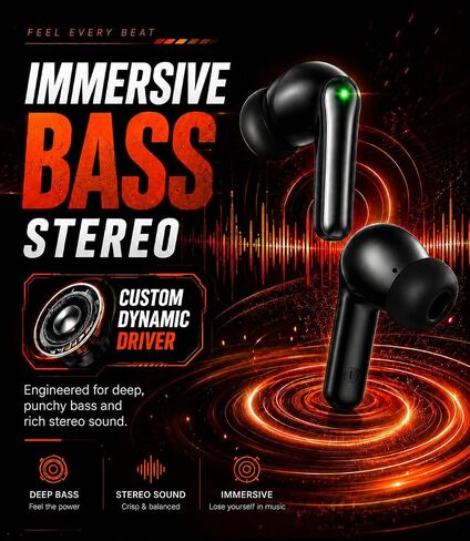 foxotin Wireless Earbuds, Bluetooth 5.4 Headphones with 48H Playback & Dual LED Display, IP7 Waterproof in-Ear Earphones with Noise Cancelling Mic, Deep Bass Stereo, Touch Control for Sports, Ocean in Saudi Arabia