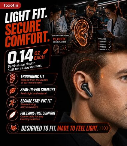 foxotin Wireless Earbuds, Bluetooth 5.4 Headphones with 48H Playback & Dual LED Display, IP7 Waterproof in-Ear Earphones with Noise Cancelling Mic, Deep Bass Stereo, Touch Control for Sports, Ocean in Saudi Arabia