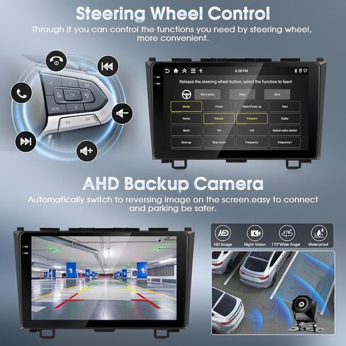 4+64G Wireless Carplay & Android Auto Car Stereo for Honda CRV 2007-2011, 9" Touch Screen Bluetooth Receiver with GPS Navigation Mirror Link WiFi RDS Hi-Fi Bluetooth AHD Backup Camera MIC in Kuwait
