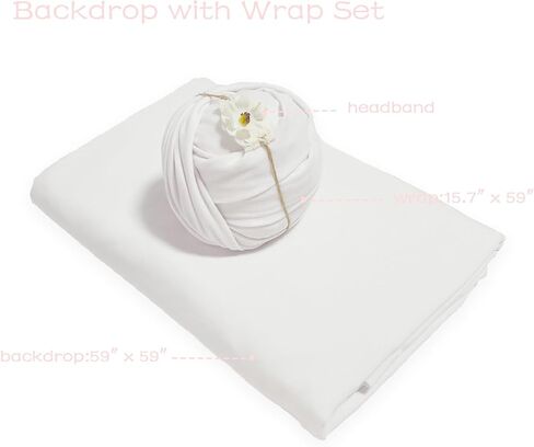Orraphtstu Newborn Photography Wraps Baby Posing Props Stretch Fabric for Professional Photoshoot (Backdrop with Wrap, White) in Saudi Arabia