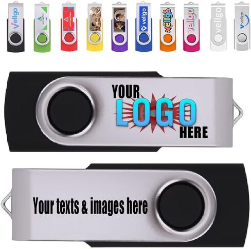 25pcs 2GB Custom USB Flash Drive with Personalized Logo for Promotion, Customized USB Thumb Drive, Bespoke Bulk USB Drive (10 Color Options) in Kuwait