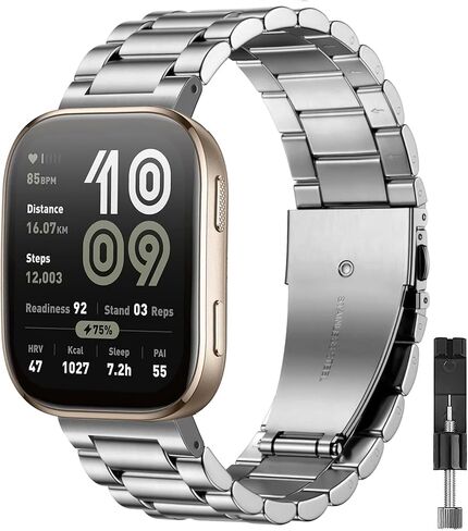 22mm Metal Watch Bands Compatible with Amazfit Bip 6/Bip 5,Stainless Steel Straps Wristband for Amazfit GTR 4/ GTR 3 Pro/GTR 3/GTR 2/GTR 2e/GTR 47mm/Balance 2/Cheetah Men Women in Saudi Arabia