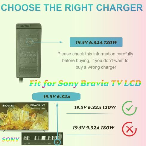 19.5 Volt for Sony tv Power Cord KDL-55W805C, KD-55X720E, KDL-55W800C, XBR-43X800E, XBR-43X800D, XBR-49X800E, XBR-49X800D, XBR-55X850D, and KD-43X720E TV Power Supplies Perfect Replacement to in Saudi Arabia
