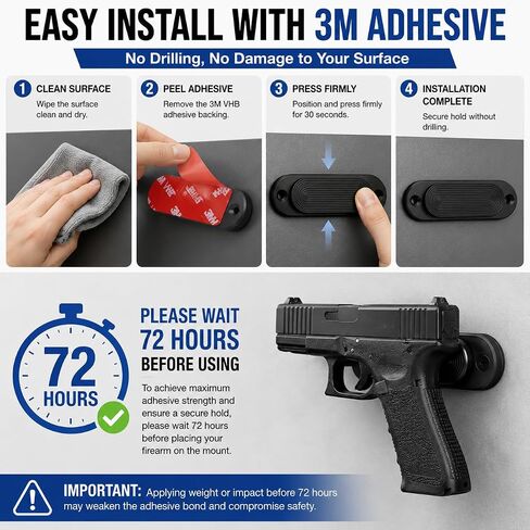 HEKAGURA Gun Magnet Mount, 45 lbs Rating Magnetic Gun Mount for Car, Car Holster with Rubber Coating for Car Truck Glock Gun Accessories for Men in Saudi Arabia
