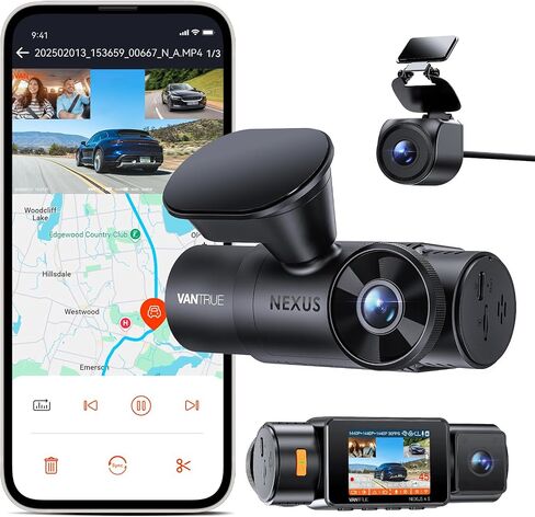 Vantrue N4S 3 Channel Dash Cam Front and Rear Inside in Saudi Arabia