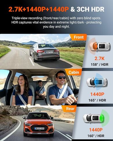 Vantrue N4S 3 Channel Dash Cam Front and Rear Inside in Saudi Arabia