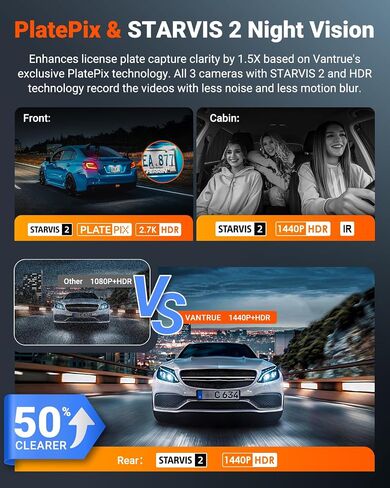 Vantrue N4S 3 Channel Dash Cam Front and Rear Inside in Saudi Arabia