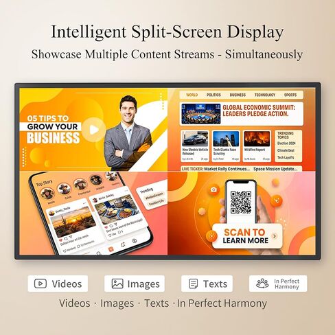32-Inch Wall Mount Digital Signage, 10-Point Touch FHD Commercial Display in Saudi Arabia