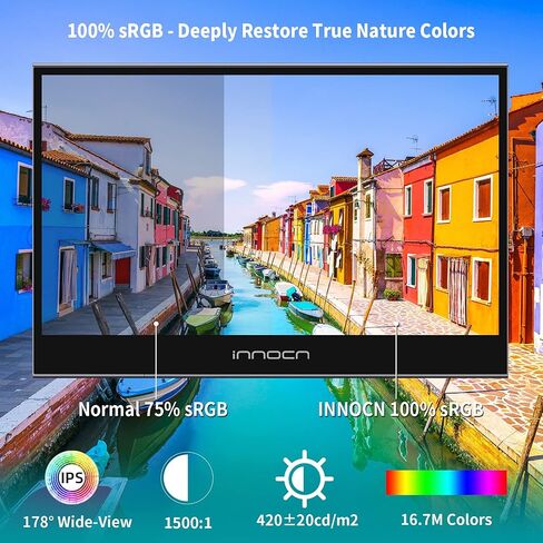 INNOCN Portable Laptop Monitor Touchscreen 15.6" 1080P HDMI USB C External Computer Display Ultra Slim Travel Second Monitor for Laptop MacBook Phone PS4 Switch Xbox Mini PC, 400Nits, 100% sRGB in Saudi Arabia