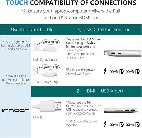 INNOCN Portable Laptop Monitor Touchscreen 15.6" 1080P HDMI USB C External Computer Display Ultra Slim Travel Second Monitor for Laptop MacBook Phone PS4 Switch Xbox Mini PC, 400Nits, 100% sRGB in Saudi Arabia