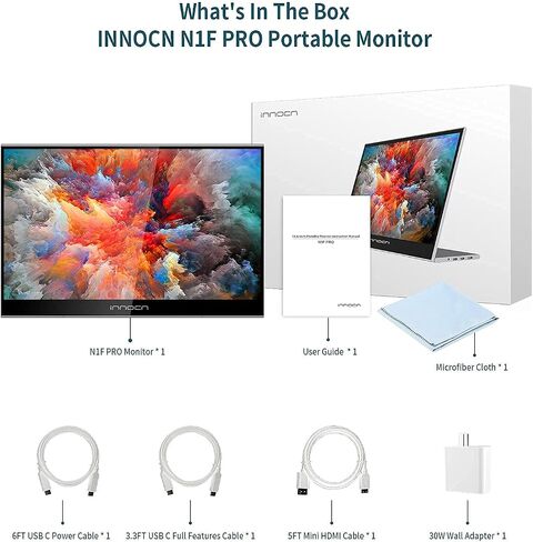 INNOCN Portable Laptop Monitor Touchscreen 15.6" 1080P HDMI USB C External Computer Display Ultra Slim Travel Second Monitor for Laptop MacBook Phone PS4 Switch Xbox Mini PC, 400Nits, 100% sRGB in Saudi Arabia