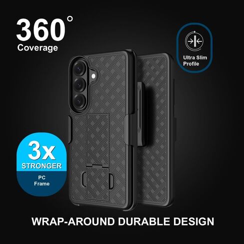 ZASE Compatible with Samsung Galaxy S26 5g (6.3 inch) Holster Belt Clip Phone Case 2026 Tough Super Slim Fit Rugged Protective Hard Shell Cover Kickstand Stronger Clip (Black Holster Combo Case) in Saudi Arabia