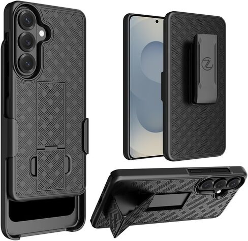 ZASE Compatible with Samsung Galaxy S26 5g (6.3 inch) Holster Belt Clip Phone Case 2026 Tough Super Slim Fit Rugged Protective Hard Shell Cover Kickstand Stronger Clip (Black Holster Combo Case) in Saudi Arabia