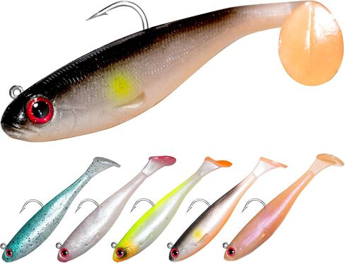 Soft Fishing Lures for Bass Fishing:Pre-Gigged Swim Baits for Saltwater or Freshwater.Soft Plastic Fishing Accessories. in Saudi Arabia
