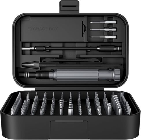 Manual Repair Precision Screwdriver Kit Electronics Repair Set Tools Organizer With Cr Bits Extension Shaft Tweezers Suction Cup Suitable for phone, Black in Saudi Arabia