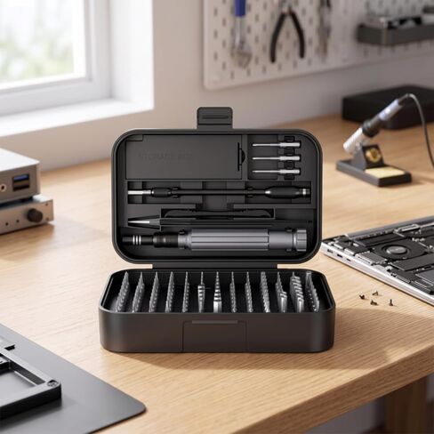 Manual Repair Precision Screwdriver Kit Electronics Repair Set Tools Organizer With Cr Bits Extension Shaft Tweezers Suction Cup Suitable for phone, Black in Saudi Arabia