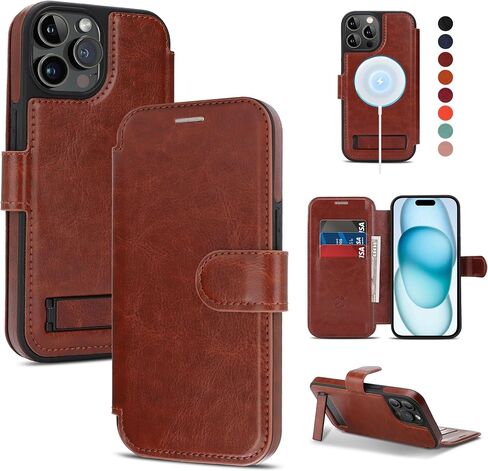 for iPhone 17 Wallet Case with Stand,PU Leather Flip Credit Card Holder Slots (RFID Blocking),Compatible with Magsafe Magnetic Holder Phone Cover Women Men,Orange in Kuwait