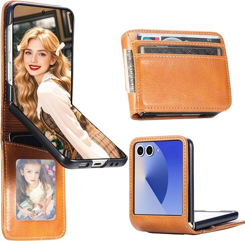 for Samsung Galaxy Z Flip 7 Wallet Case with 4 Card Slots DK Blue in Saudi Arabia