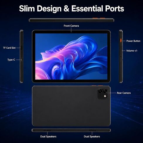 10.1" Android 15 Tablet, Octa-core 12GB RAM + 64GB + 64GB Card, Dual Camera in Kuwait