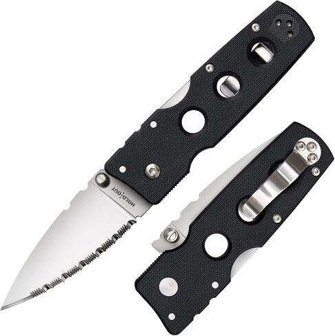 Cold Steel Hold Out 3" S35VN Ultra-Sharp Blade 4" G-10 Handle Everyday Carry Pocket Folding Knife w/Tri-Ad Lock, Pocket Clip in Saudi Arabia