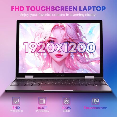 CHUWI 2-in-1 Mini Laptop 10.51'', 16GB RAM 512GB SSD, Intel N150 Max 3.6GHz in Saudi Arabia