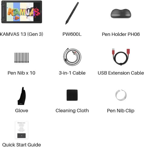 HUION Kamvas 13 (Gen 3) Drawing Tablet with Screen 16K Pressure PenTech 4.0 in Kuwait