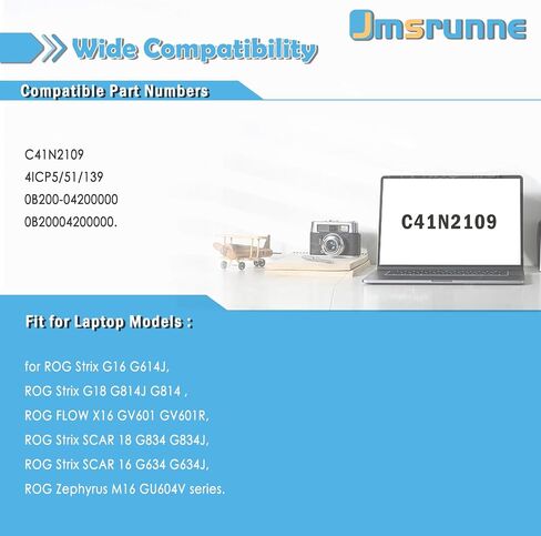 C41N2109 استبدال بطارية الكمبيوتر المحمول Zephyrus M16 GU604VZ GU604VI GU604VY ROG Flow X16 GV601 Strix G18 G814J Strix Scar 16 G634J Strix G16 G614J Strix Scar 18 G834J Series 0B200-04200000 in Kuwait