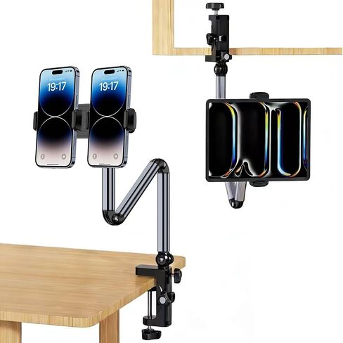 Tablet & Phone Arm Stand Holder, Desk Mount with 360° Rotate Base in Saudi Arabia