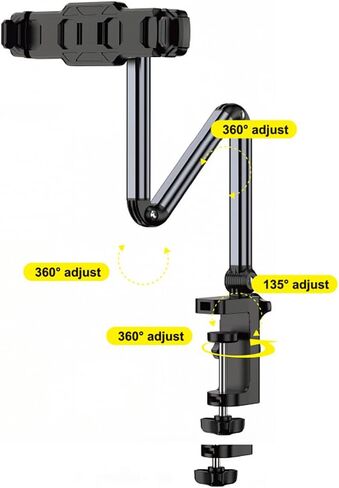 Tablet & Phone Arm Stand Holder, Desk Mount with 360° Rotate Base in Saudi Arabia