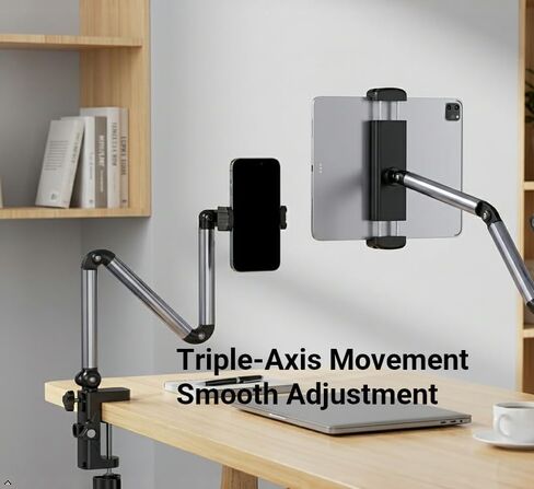 Tablet & Phone Arm Stand Holder, Desk Mount with 360° Rotate Base in Saudi Arabia