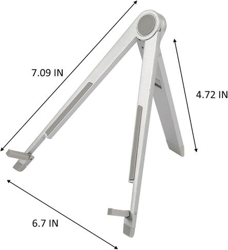 M&T Displays Universal Compact Countertop Tablet Holder – Silver Three-Legged Desktop Stand for iPad, Tablet, E-Reader, Drawing Pad, Adjustable Viewing Angles for Home, Office, Business, Kitchen in Saudi Arabia