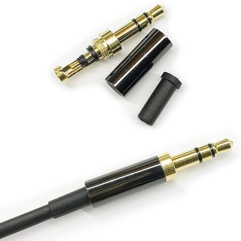 3PCS 3.5mm 3 Pole Connector with Light Black Stainless Steel Metal Case for Headphone Repair - Gold Plating Aux Replacement Jack Plug for Soldering Stereo Audio Cable of Headset in Saudi Arabia