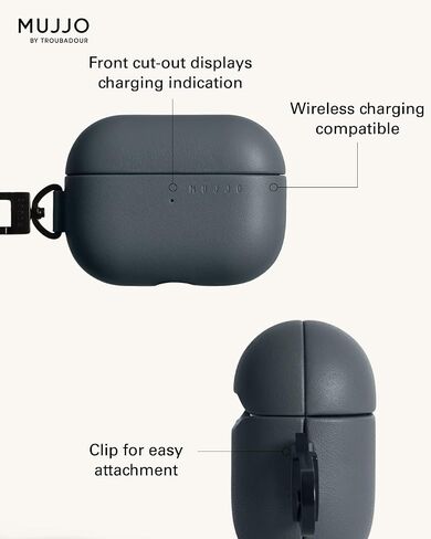 حافظة جلدية Mujjo Echelon لأجهزة AirPods Pro (الجيل الثالث) - متوافقة مع الشحن اللاسلكي - تصميم متين وفاخر - ملاءمة آمنة - جلد فاخر - أزرق بازلتي in Kuwait