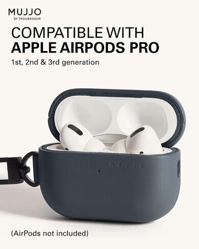 حافظة جلدية Mujjo Echelon لأجهزة AirPods Pro (الجيل الثالث) - متوافقة مع الشحن اللاسلكي - تصميم متين وفاخر - ملاءمة آمنة - جلد فاخر - أزرق بازلتي in Kuwait