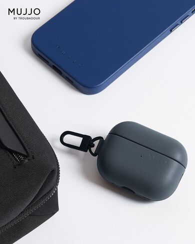 حافظة جلدية Mujjo Echelon لأجهزة AirPods Pro (الجيل الثالث) - متوافقة مع الشحن اللاسلكي - تصميم متين وفاخر - ملاءمة آمنة - جلد فاخر - أزرق بازلتي in Kuwait