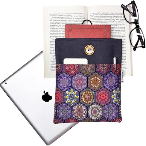 Book Sleeve Tablet E-Reader Case Pouch Holder Cover - Mandala Design, Purple, for Apple Vorcom S12 - Purple in Kuwait