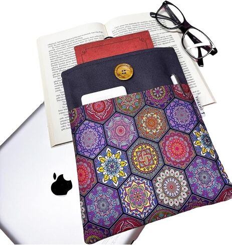 Book Sleeve Tablet E-Reader Case Pouch Holder Cover - Mandala Design, Purple, for Apple Vorcom S12 - Purple in Kuwait