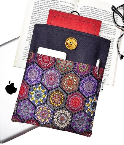Book Sleeve Tablet E-Reader Case Pouch Holder Cover - Mandala Design, Purple, for Apple Vorcom S12 - Purple in Kuwait