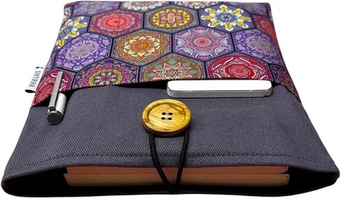 Book Sleeve Tablet E-Reader Case Pouch Holder Cover - Mandala Design, Purple, for Apple Vorcom S12 - Purple in Kuwait