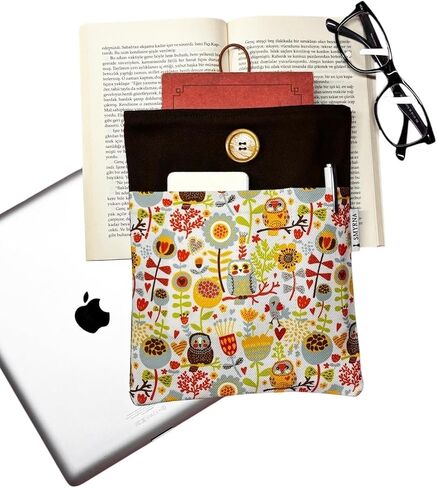 Book Cover Tablet Case E-Reader Pouch - Owl and Floral Designs - Multipurpose Protective Sleeve in Kuwait