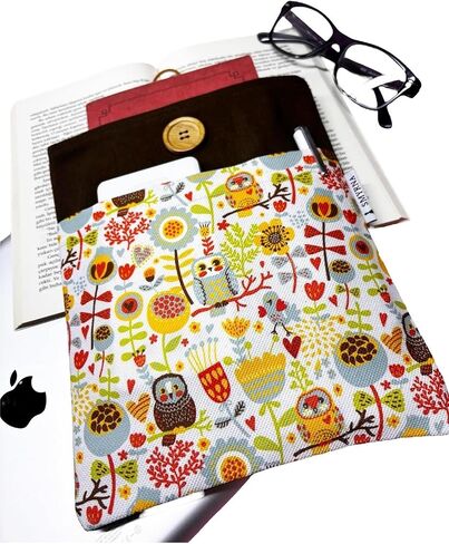 Book Cover Tablet Case E-Reader Pouch - Owl and Floral Designs - Multipurpose Protective Sleeve in Kuwait