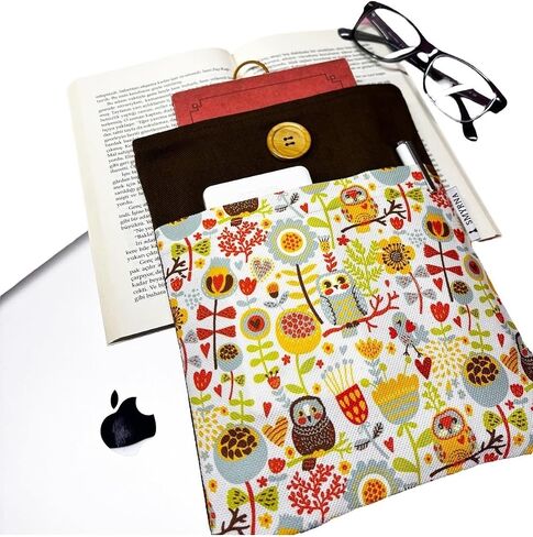 Book Cover Tablet Case E-Reader Pouch - Owl and Floral Designs - Multipurpose Protective Sleeve in Kuwait