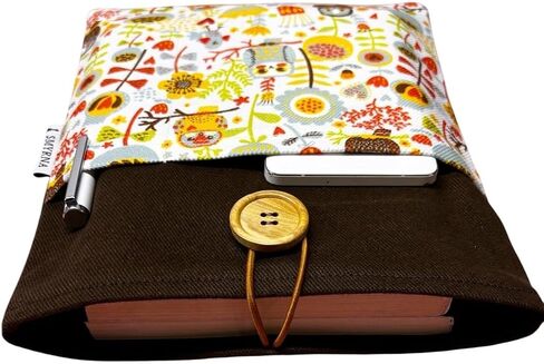 Book Cover Tablet Case E-Reader Pouch - Owl and Floral Designs - Multipurpose Protective Sleeve in Kuwait