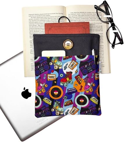 Book Tablet Ebook Pouch Case - Multicolor - One Size - 90s Retro Design - Record Player, Skater, Tape - Multicolor in Kuwait