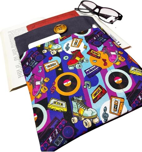 Book Tablet Ebook Pouch Case - Multicolor - One Size - 90s Retro Design - Record Player, Skater, Tape - Multicolor in Kuwait
